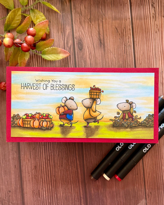 Harvest Mice - September Card Making Challenge - Autumn